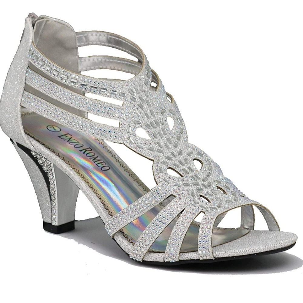Women's evening Rhinestone Crystal heeled Sandals